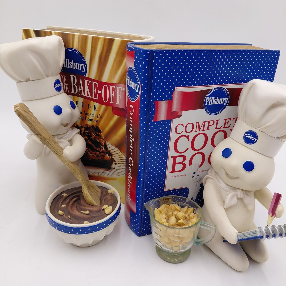 Vtg Pillsbury Doughboy Danbury Mint Bookends Set Poppin Fresh Kitchen Decor